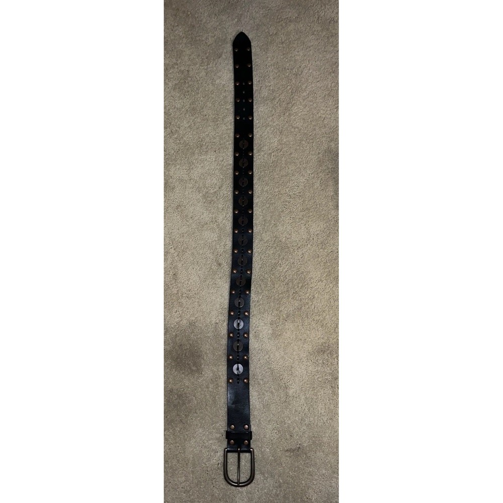 Linea Pelle Collection Blk Leather Studded Belt Copper Hardware LP060720 Size M